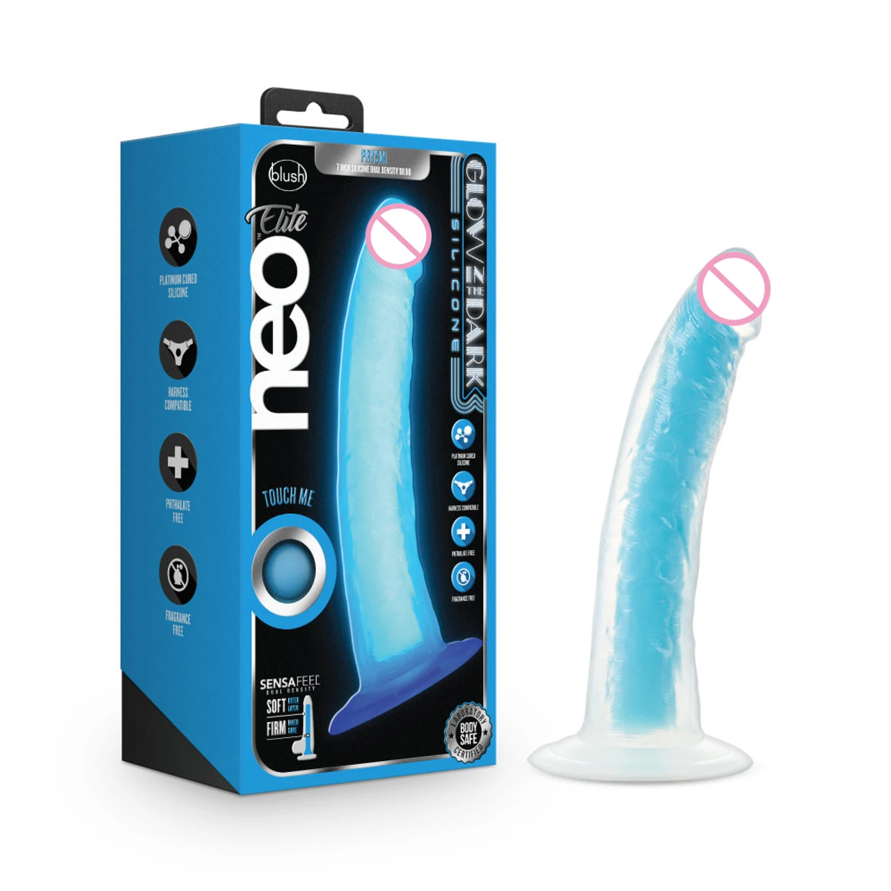 Blush Glow In the Dark Anal Dildo Powerful Suction Cup Silicone Realistic Dildo For Women