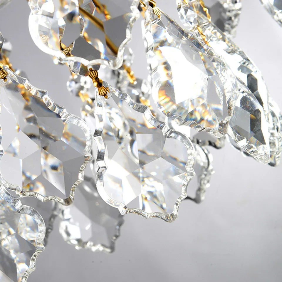 Modern LED Crystal Chandeliers Gold Iron Lamp Indoor Lighting Home Decoration Living Room Hotel Restaurant Coffee