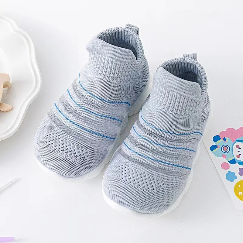 Baby Shoes First Walkers Comfortable Boys Girls Kids Rubber Soft Sole Floor Shoes Knit Booties Anti-Slip