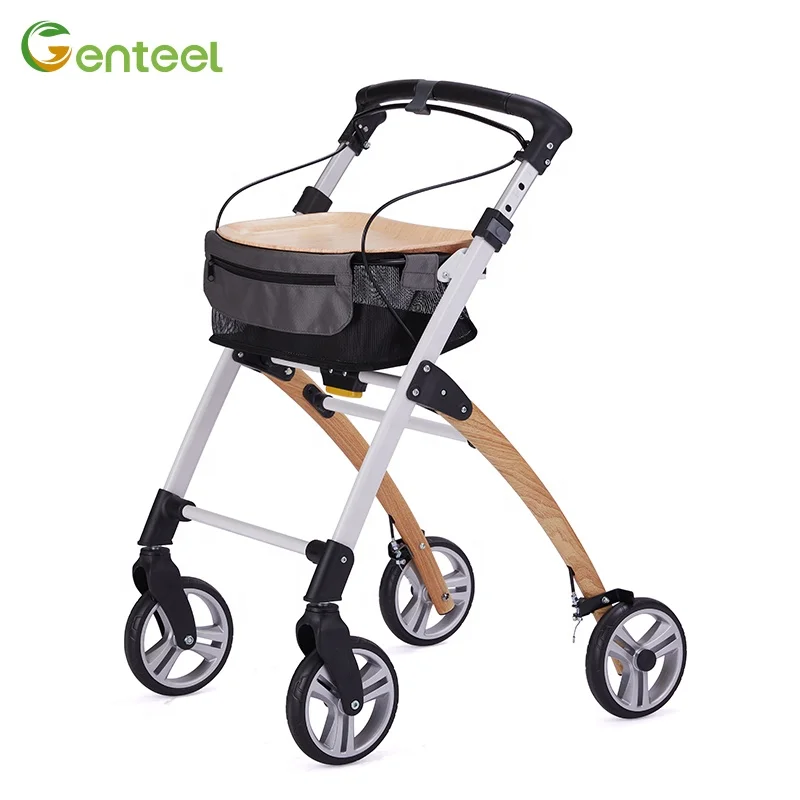 Height Adjustable Foldable Rollator Aluminum Lightweight Walker Rollator Folding Indoor Rollator Walker For Elderly