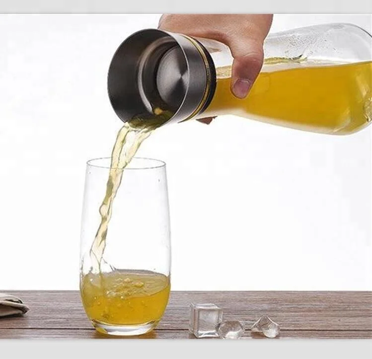 Glass Water Carafe With Lid And Protective Pour Drip Spout 1L Fridge Water Pitcher Bottle Dispenser carafe