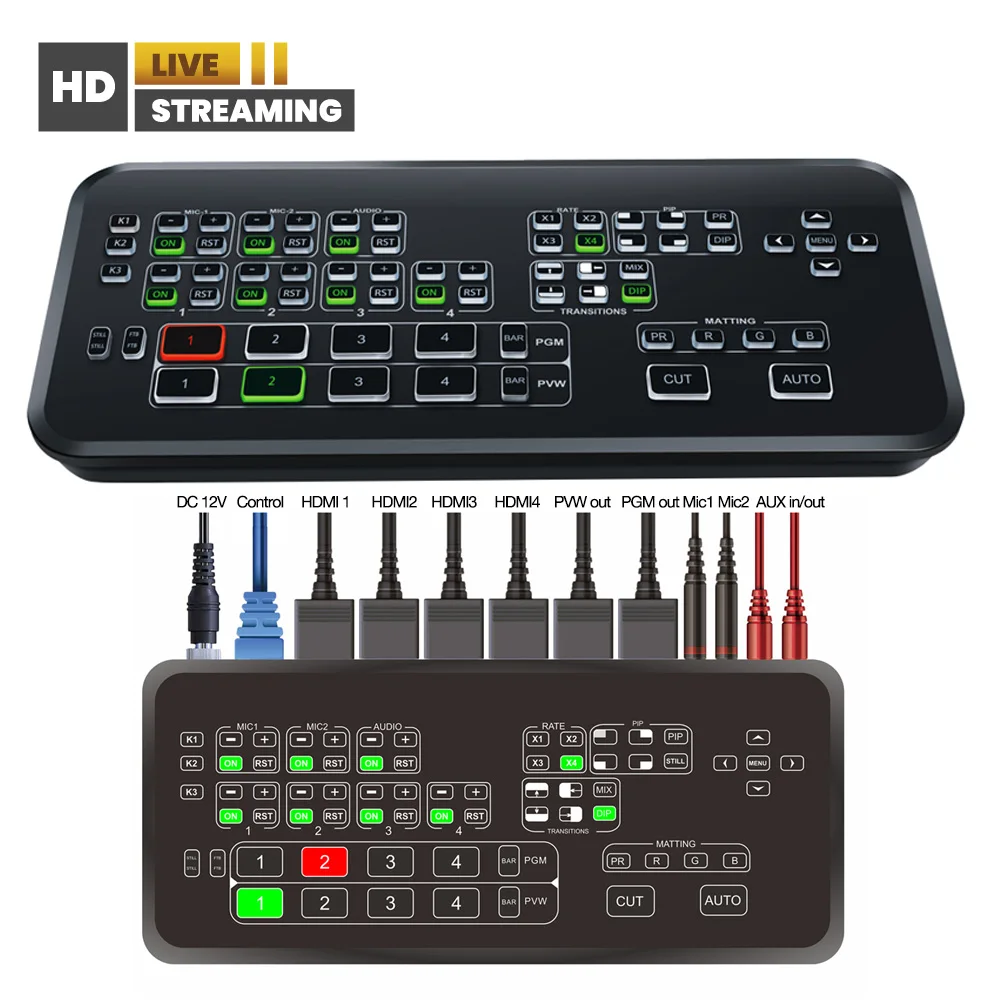 Оборудование для прямой трансляции портативный HDMI 1080p потоковый коммутатор для трансляции видео в реальном времени переключатель потоковой мультикамеры