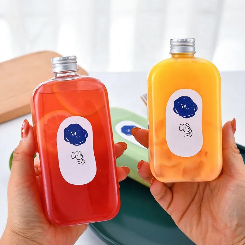 8oz 12oz 16oz Reusable Disposable Plastic Juice Bottle Beverage Containers With Tamper Evident Lids