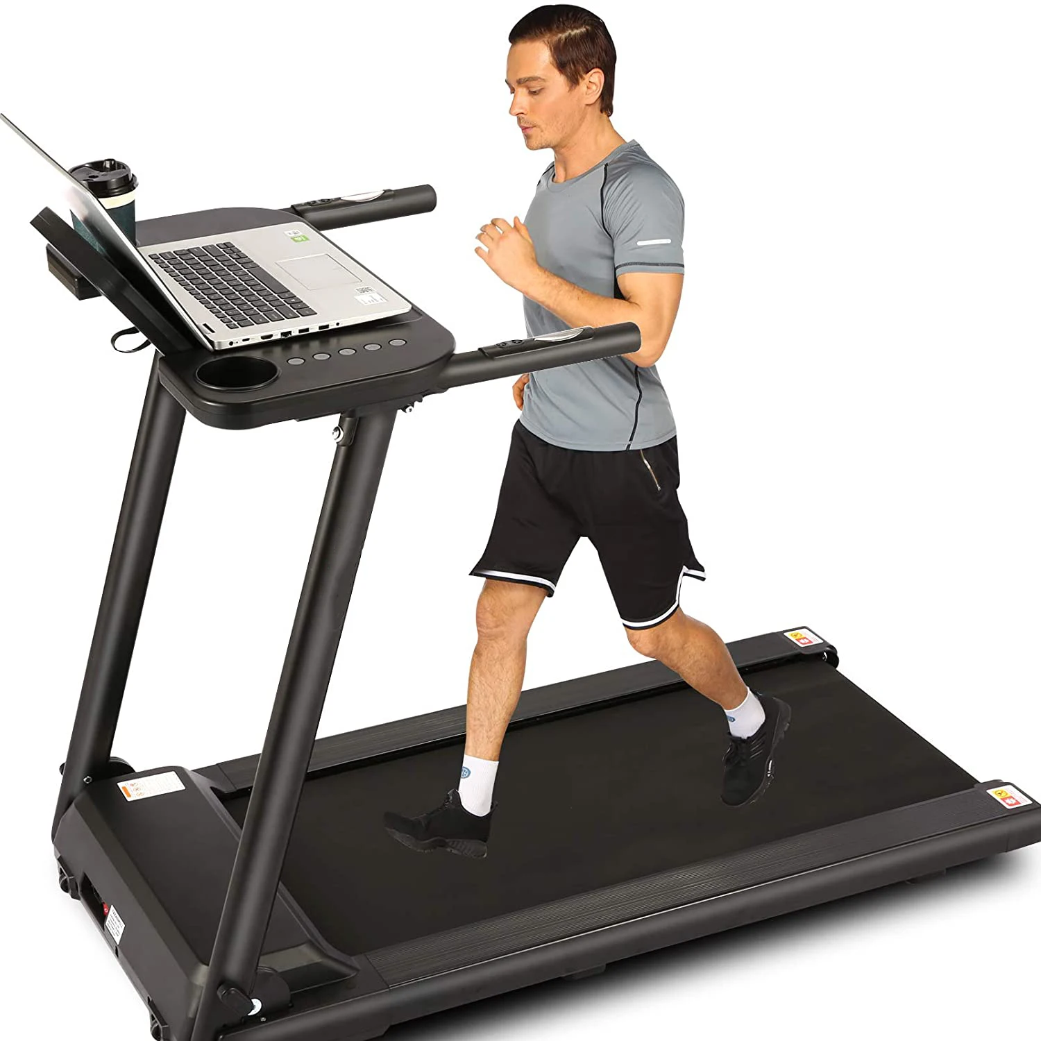 Three in one exercise and fitness machine Intelligent treadmill under multi-functional desk