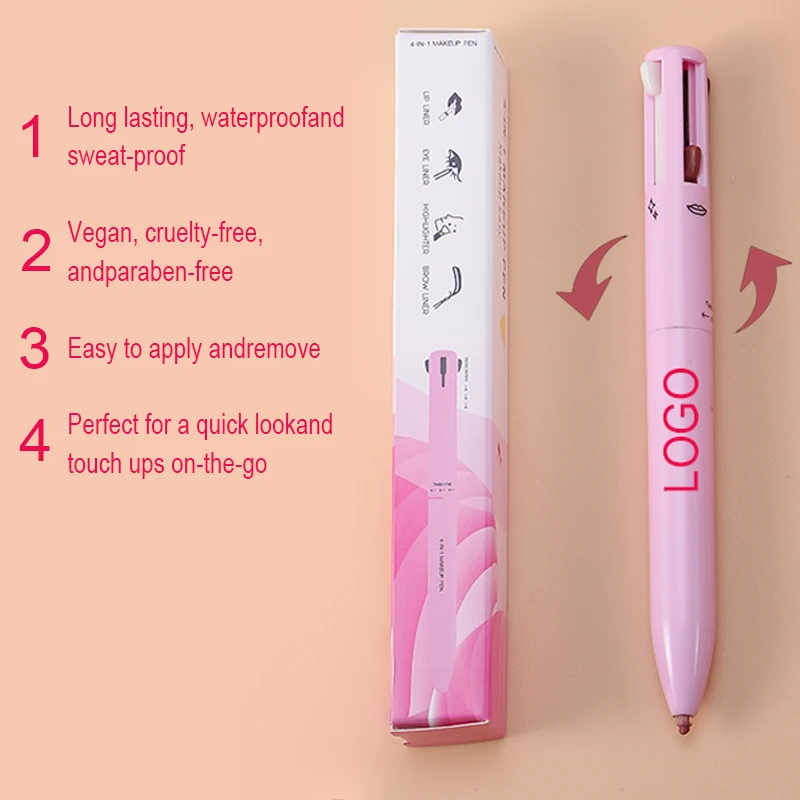 VV-101r Cruelty Free Long-lasting Eyebrow Pen 4 in 1 makeup pen lip eye highlighter Private Label
