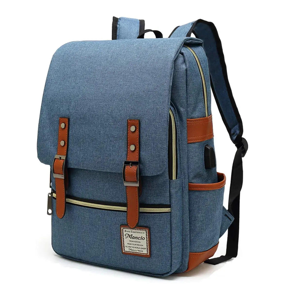 Custom Travel Vintage Canvas Backpack USB Port Laptop Backpack Outdoor School College Backpack