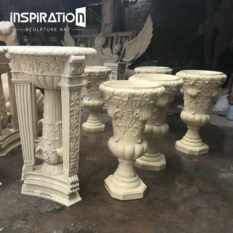 INSpiration design antique patio backyard plant pots urns vase garden ornaments outdoor roman cast stone urn planter