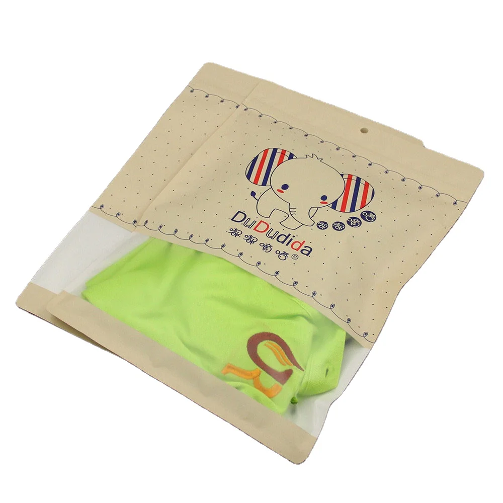 Eco friendly white kraft paper bag for kids clothes bags/bags for packaging clothes/baby clothes packaging bag