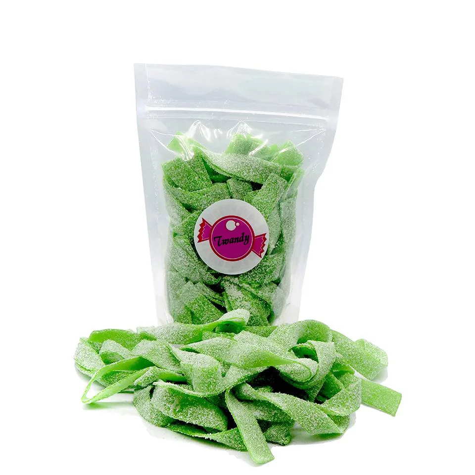
wholesale custom private label halal sour strips rainbow belts sugar coated candy 
