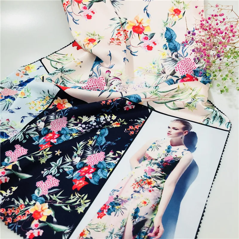 Shaoxing manufacture high quality poly printed silk fabric, 100% polyester satin