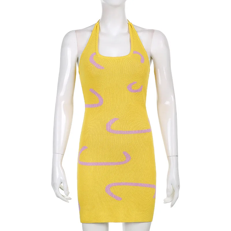 Wholesale High Quality Women  Sundress Sleeveless Beach Dresses  Sexy Halter Clothing