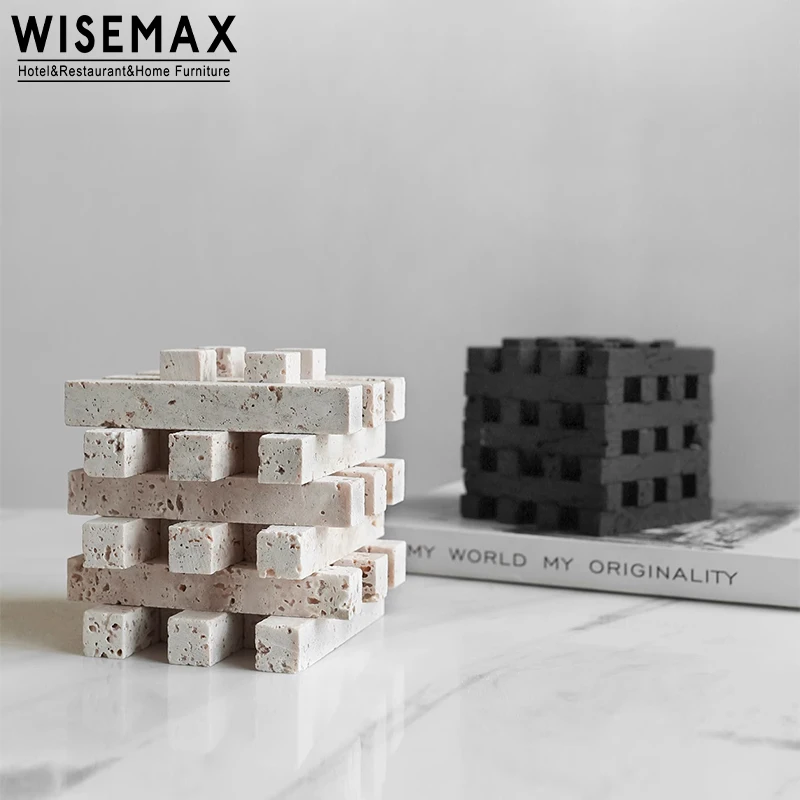 WISEMAX FURNITURE Modernist design travertine decorative set hotel elegance modern art and design decoration art for home decor