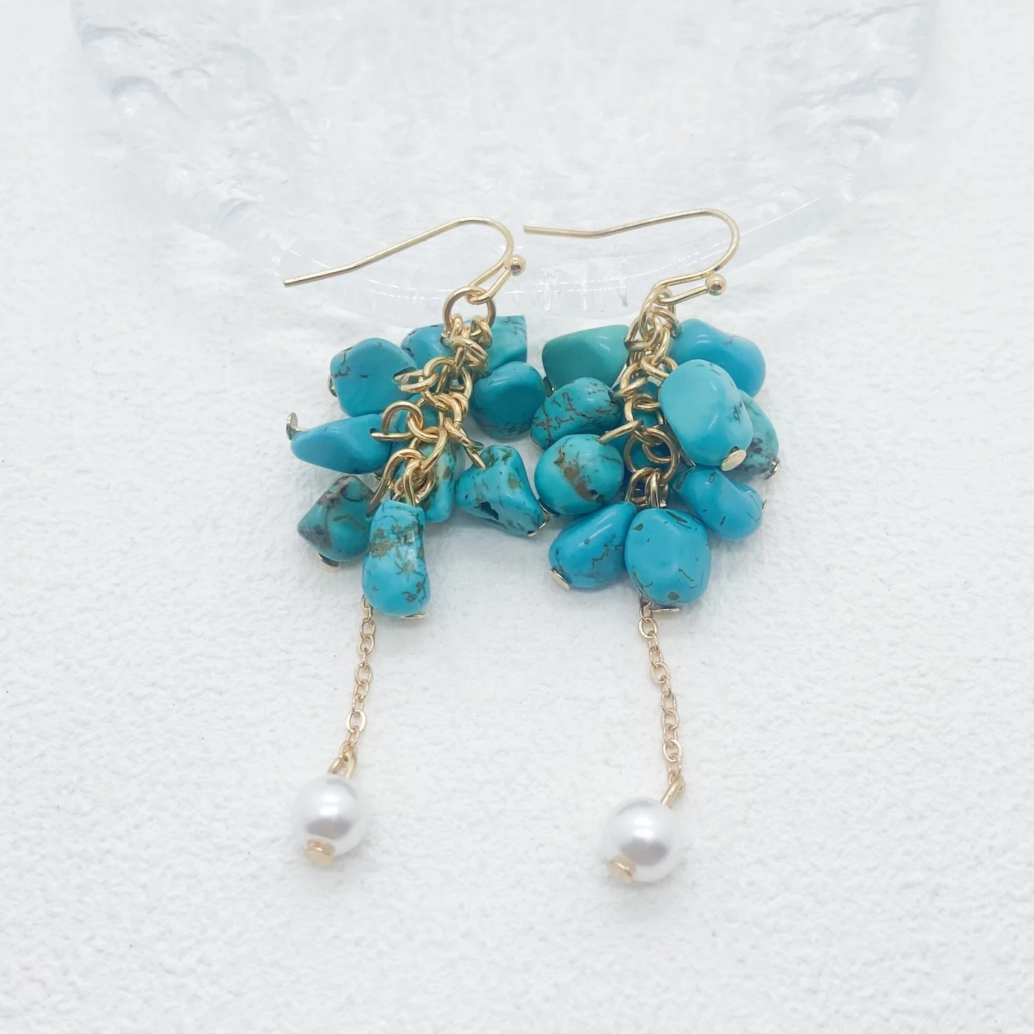 Elegant Mori Style Long Earrings Bauhinia Hand-Made Natural Crystal Amethyst Tassel Gold Plated Fresh Ear Hook Diamond Pearl