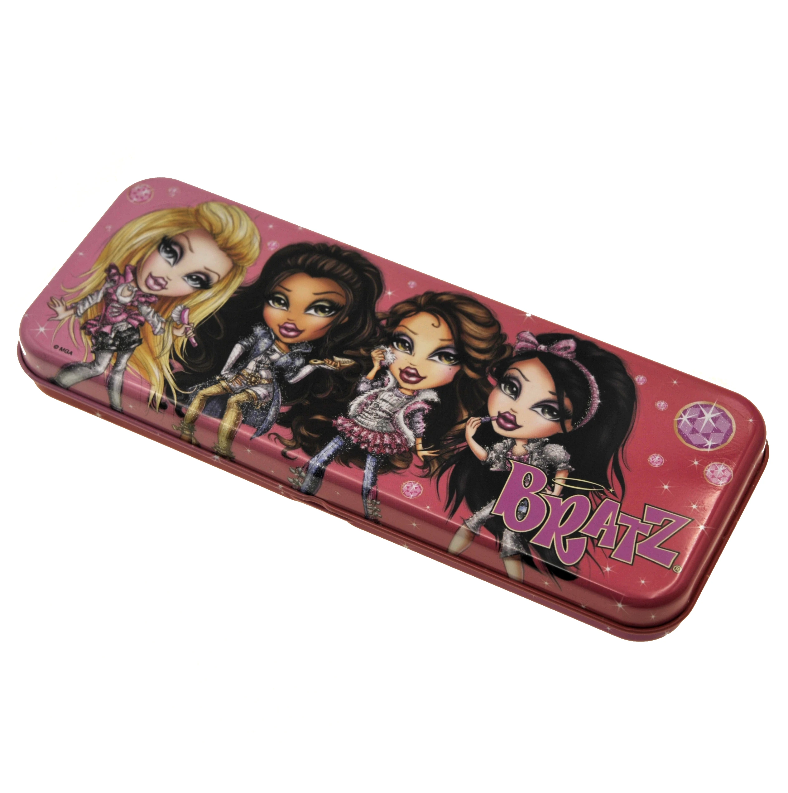 Cute Rectangle Metal Tin Pen Box Double Layer Tin Pencil Case For School Students