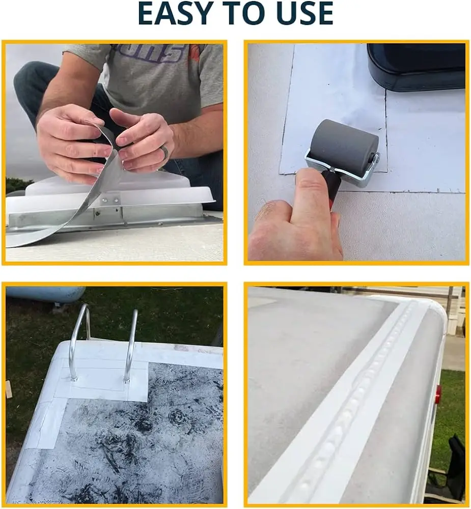 foil rv repair waterproof butyl tape rv roof sealant tape repair white roof patch uv stable rv roof seal repair tape