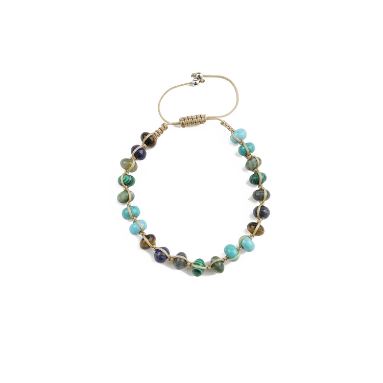 accessories women 2024 wholesale 5*8mm natural stone bead lapis labradorite malachite turquoise tiger eye woven bracelets