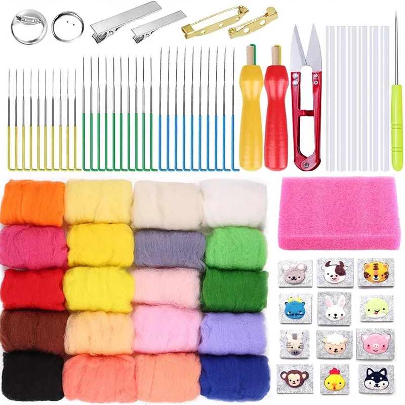 78PCS Needle Felting Starter Kit Wool Needle Felting Craft Kit