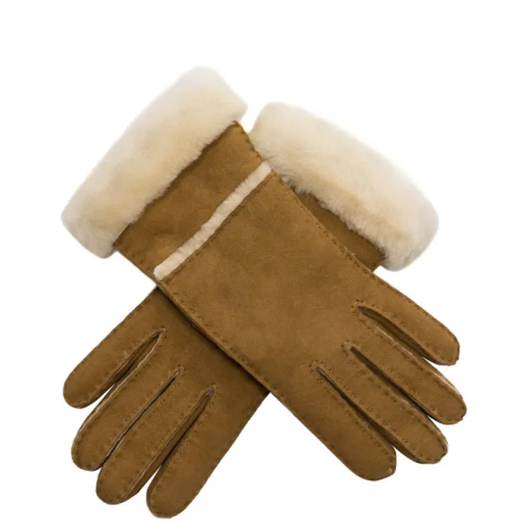 Sheepskin Leather Warm Gloves Hole Gloves No Lining Gloves Women in 2025