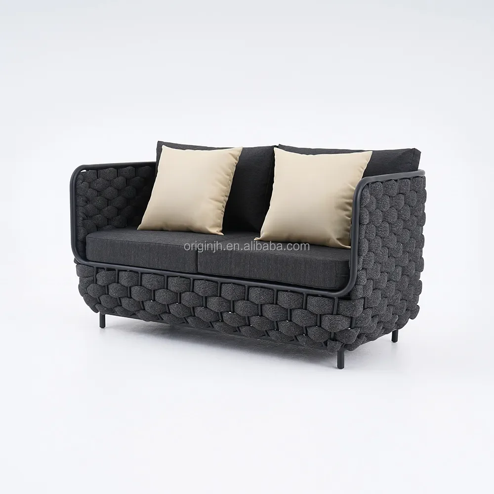 Luxury garden furniture modern wide rope outdoor loveseat patio furniture set sofa set outdoor