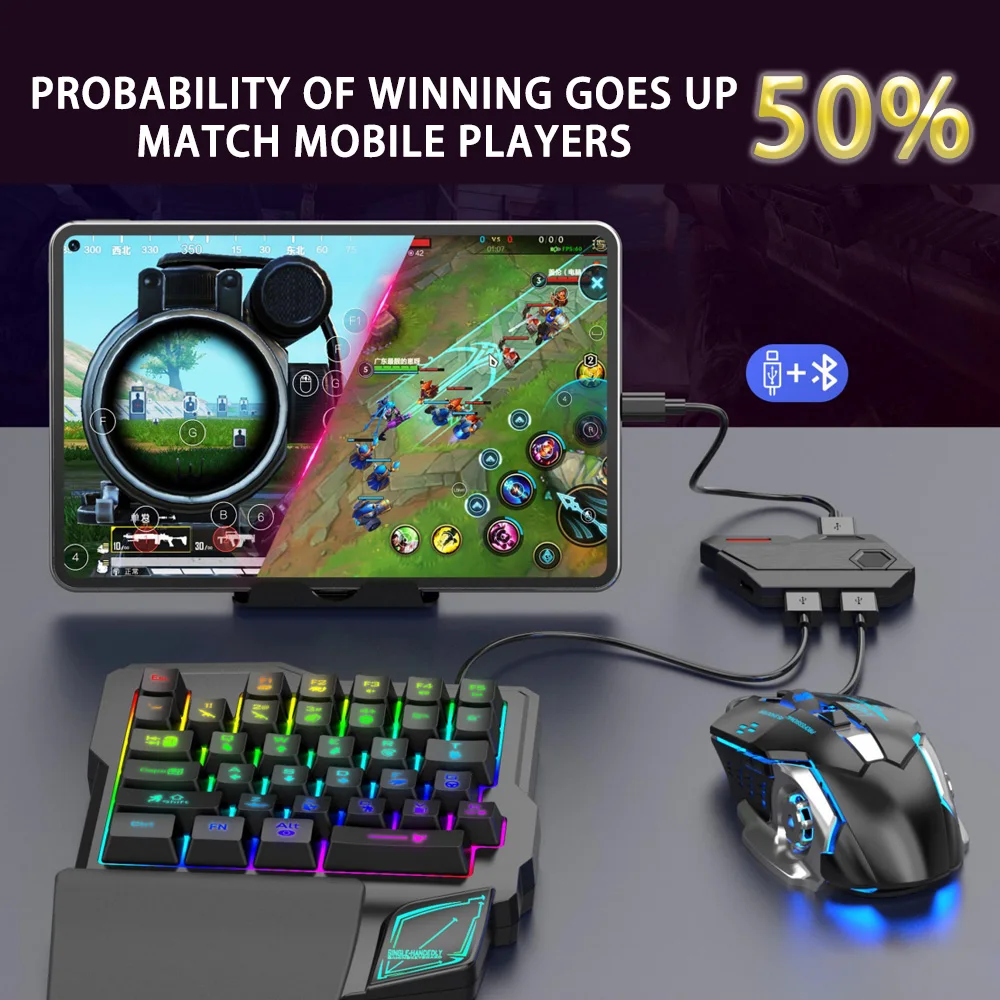 Usb wired Chicken Game Set Mobile Pubg Controller one handed Gaming Keyboard Mouse Transfer for Samsung Xiaomi smart phone