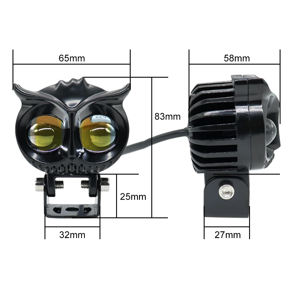 Factory Price High Low Beam Yellow White Dual Color Spot Beam 12V Projector Lens 40W E Bike Mini Driving Light For Motorcycle