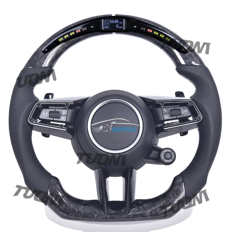 100% Real Forged Carbon Fiber LED Steering Wheel For Porsche Panamera Cayenne Macan 718 911 918 Taycan
