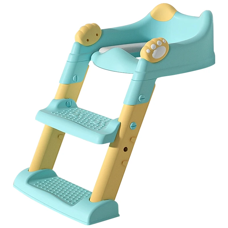 Folding Potty Ladder With Soft PVC Cushion Baby Toilet Trainer Seat Step Stool Collapsible Children Ladder Potty Training