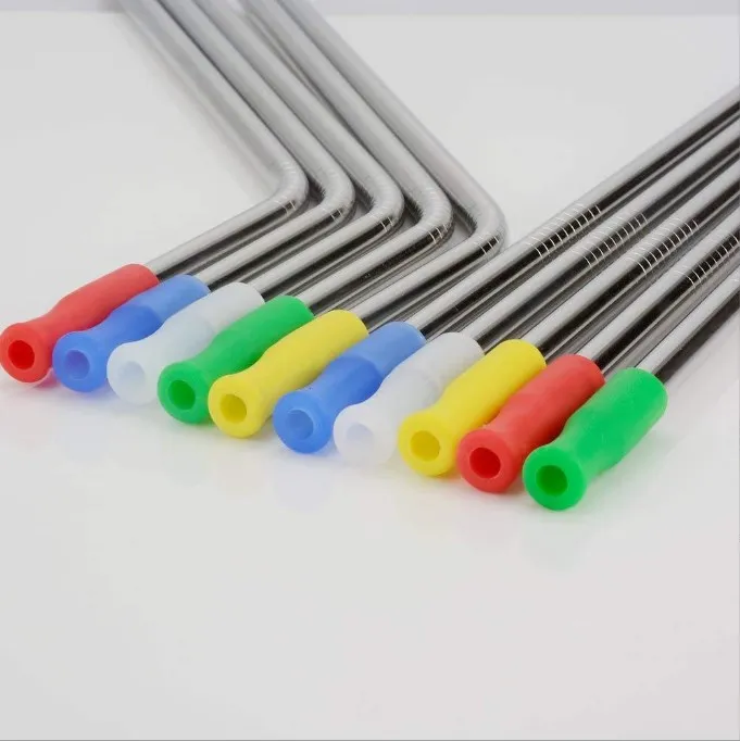2023 Hot Selling Straw Silicone Nozzle Stainless Steel Straw Anti-hot Silicone Suction Nozzle