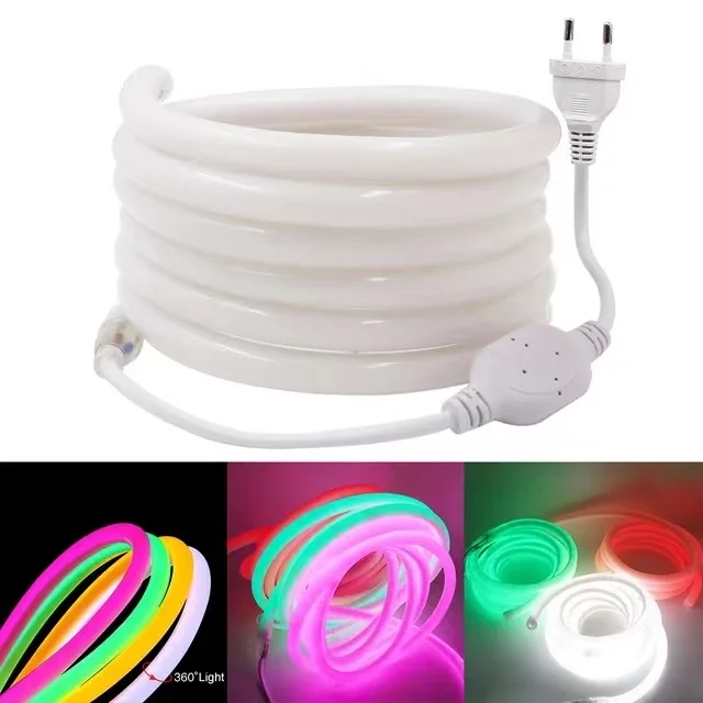 2024 Ultra-Bright IP65 Waterproof Outdoor LED Rope Strip 220V 2700-6500K SMD 2835 PVC Body New Trend Flex Neon Sign Decorations