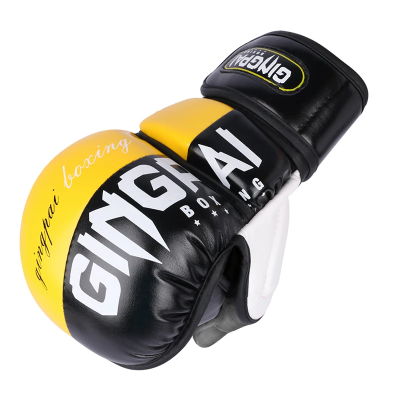 Wholesale custom Design logo high quality Professional PU leather ufc Half Finger MMA Boxing Training Gloves