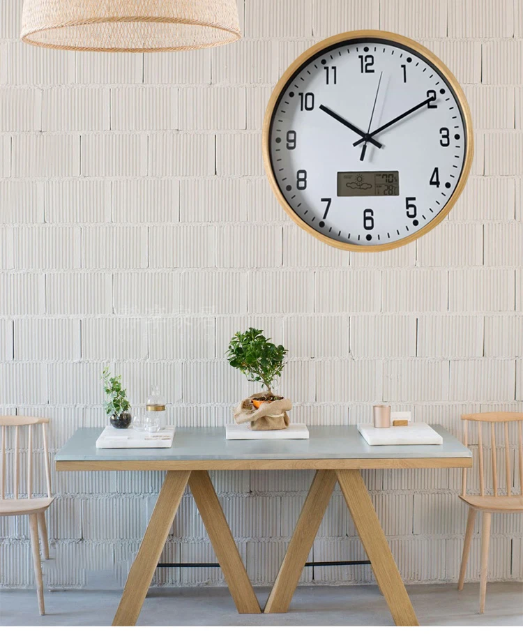 Free Simple Plastic Large 12 Inch Digital  Wall Clock Home Decor With Temperature And Humidity For Living Room