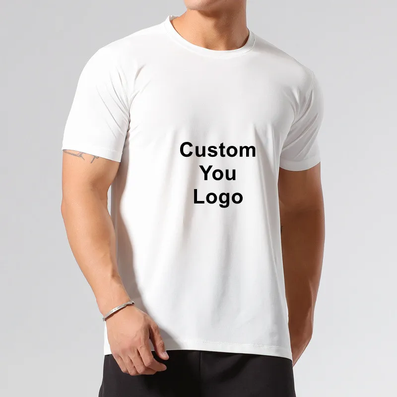 custom seamless mens polyester fit tshirt sport gym fitness tops t shirts for men stylish