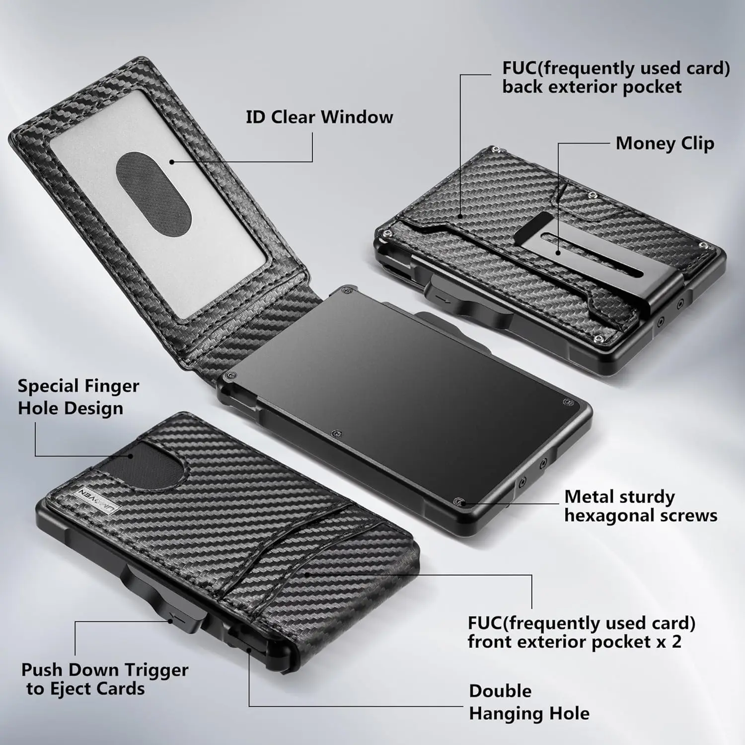 Минималистичный кожаный бумажник с блокировкой RFID для мужчин-металлический кошелек зажимом денег мужчин-тонкий мужчин