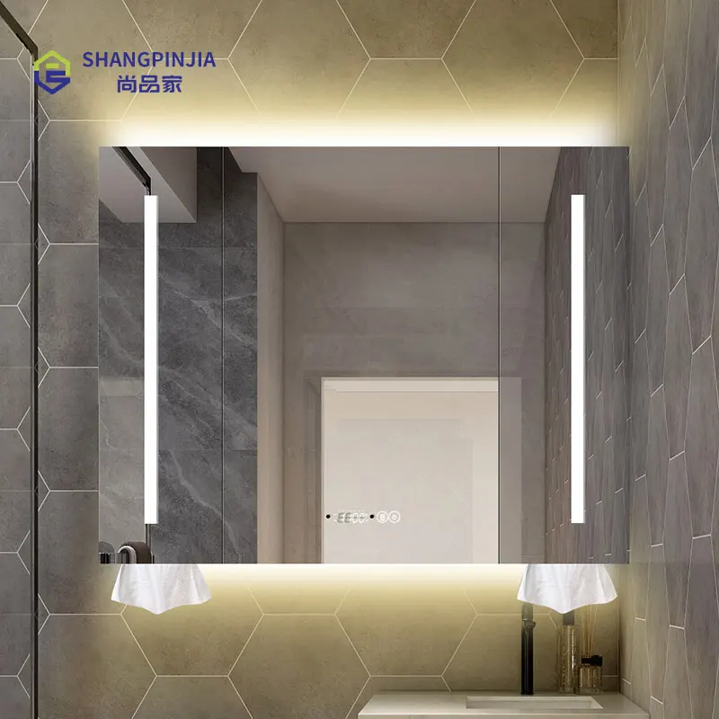 European style stainless steel bathroom cabinets and mirror cabinet with bathroom mirror function