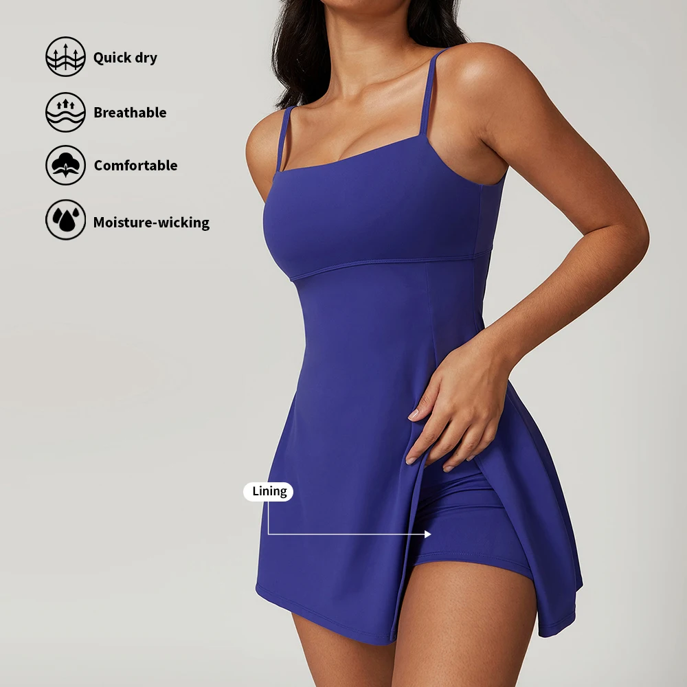 Custom Logo Breathable Workout Sports Wear Activewear Workout Fitness Golf Tennis Dress For Women