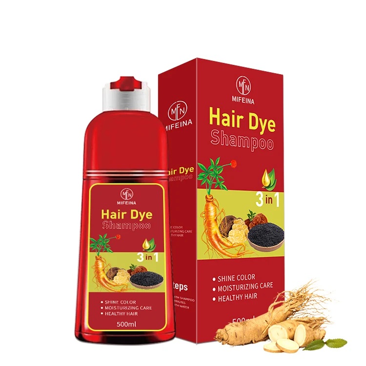 factory MOQ low Best-selling herbal care ammonia-free 500ml hair dye lasting dark brown dyeing easy to operate color shampoo