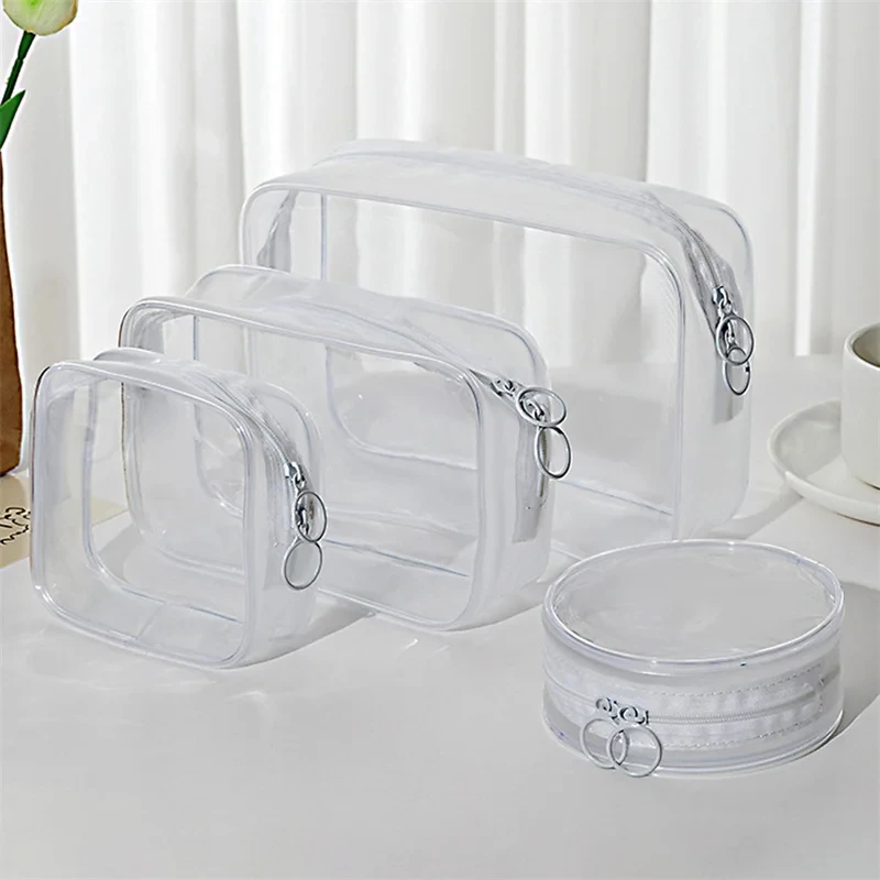 Custom Wholesale Waterproof Blank Transparent Toiletry Bag Makeup Pouches Pvc Makeup Cosmetic Bag for Travel Storage