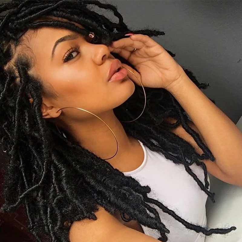 
Nu Locs Crochet Braids 18inch Red Color Locs Faux Locs Synthetic Curly Braids 
