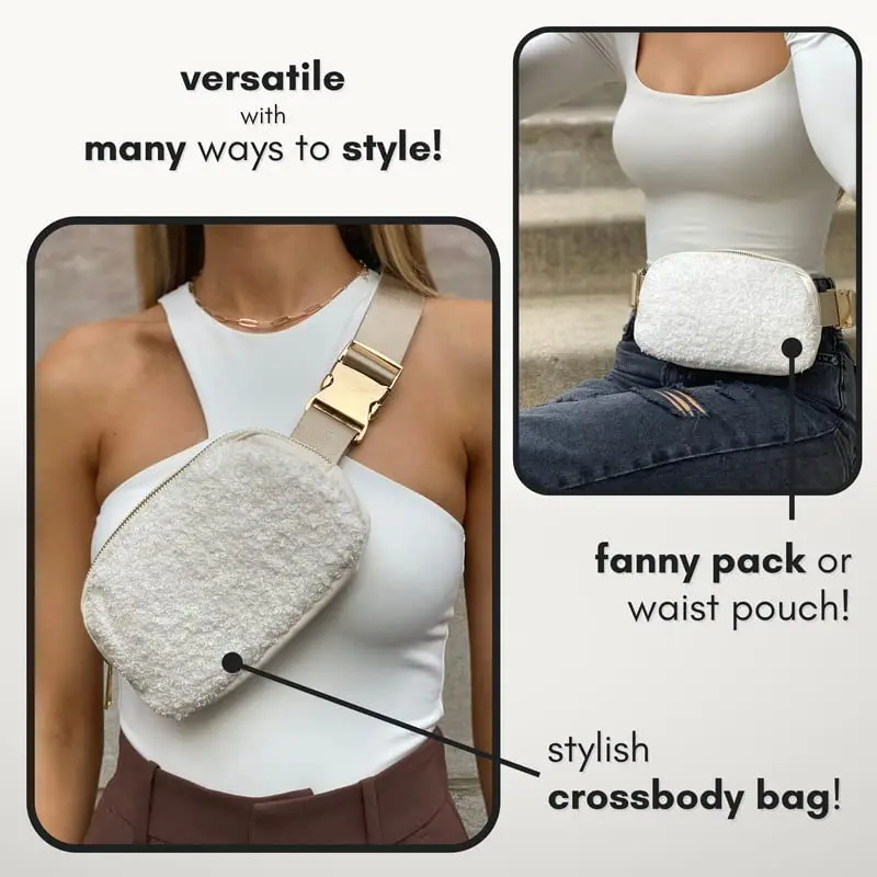 Fashion Cute Custom Travel Sports Everywhere Hip Fanny Pack Chest Crossbody BumBag Waist Fleece Belt Bag