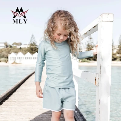 MLY Europe Little Boys And Girls Swimwear Korean Style Little Kids Beach Swimsuits With Sun Protection