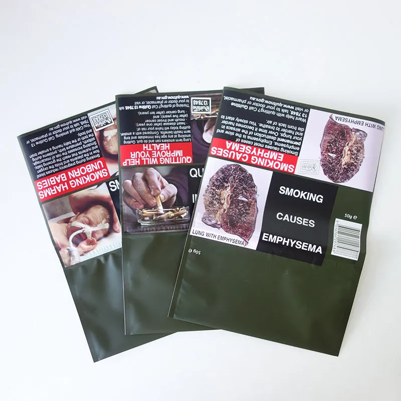 Custom Printed Resealable Empty Zipper Leaf Gv Tobacco Packaging Bag Hand Rolling 25g 50g Plastic Packing Tobacco Pouches