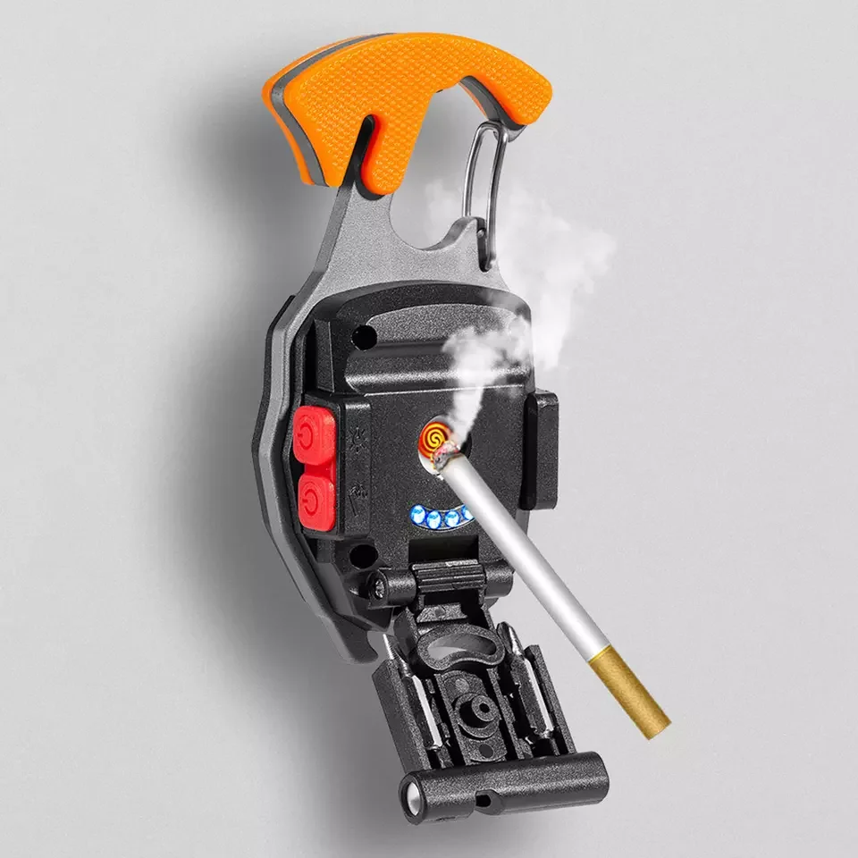 Mini Rechargeable Led Flashlight Keychain Self defense Lighter Torch Lantern Magnet With Lighter Camping Work Light