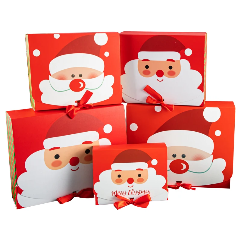 Christmas Santa Gift Paper Boxes Treats Candy Chocolate Goodies Boxes For Christmas Party Supplies