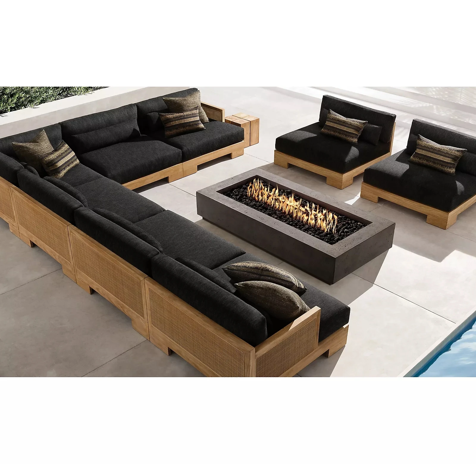 Fashionable garden sofas new arrival modern patio set teak wicker outdoor furniture