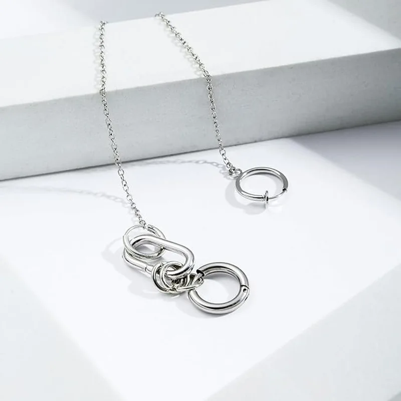 Fake Piercing Lip Clip Earring Anime NANA Okazaki Shinichi Cosplay Punk Chain Linked Earrings Hinged Lip Ring Accessories