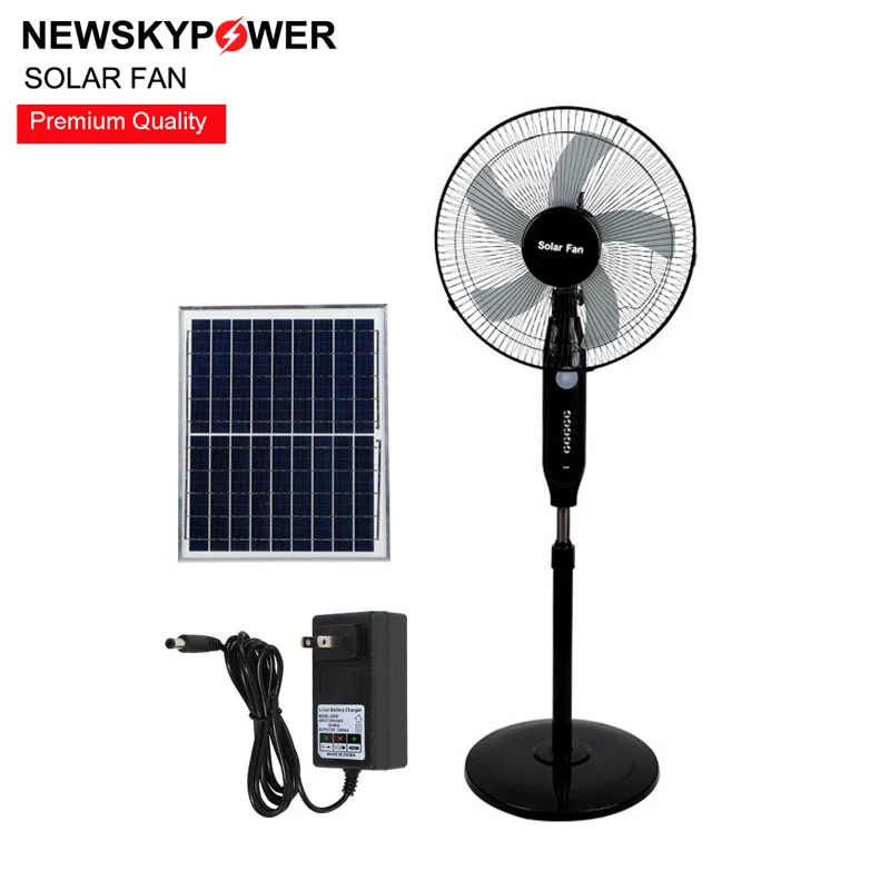 Best Price portable 16 inch 12v dc solar fan easy power solar rechargeable standing fan pureview solar fan with LED night light