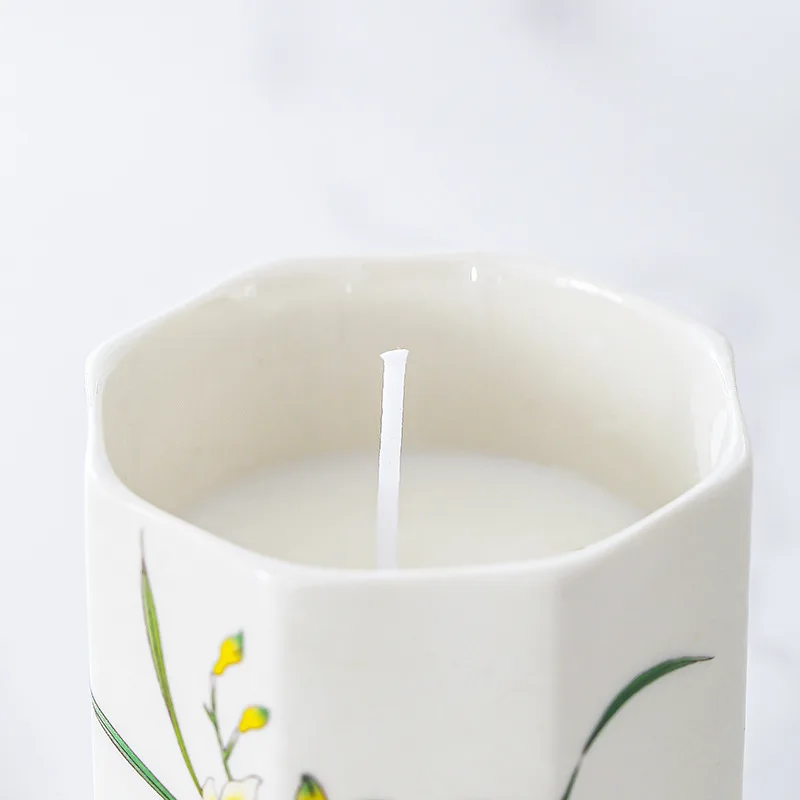 WANHUA Scented candle White ceramic cup Decal straight tube cup handmade DIY cup