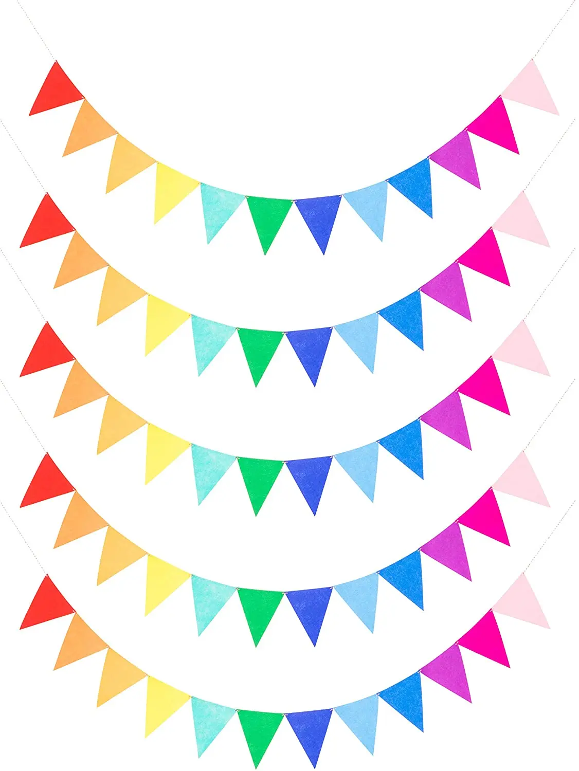  Assembled Rainbow Banners Felt Colorful