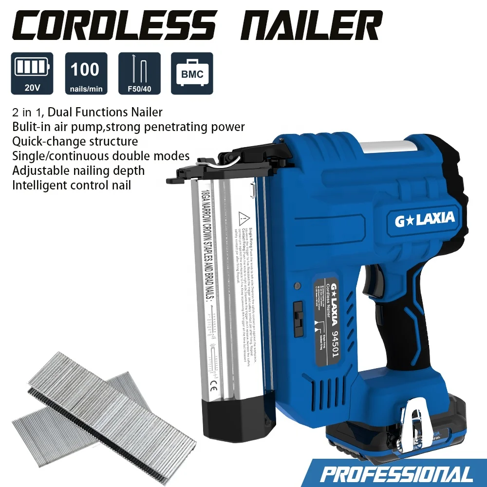 Galaxia Profesional Power Tools Cordless 20V Nail Gun Brushed Direct Factory Sale