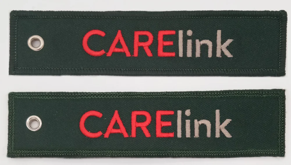 Wholesale Fabric Customized Embroidered Keychain Custom Keyring Airplane Safty Tag Custom Logo Fabric Embroidered Key Chain OEM